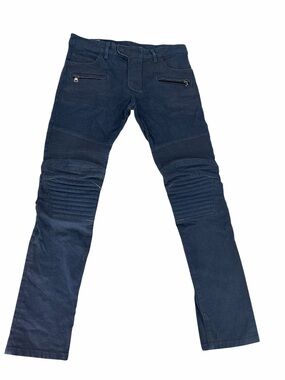 BALMAIN Dark Wash Bluemarine Slim Fit Moto Biker Jeans size 32